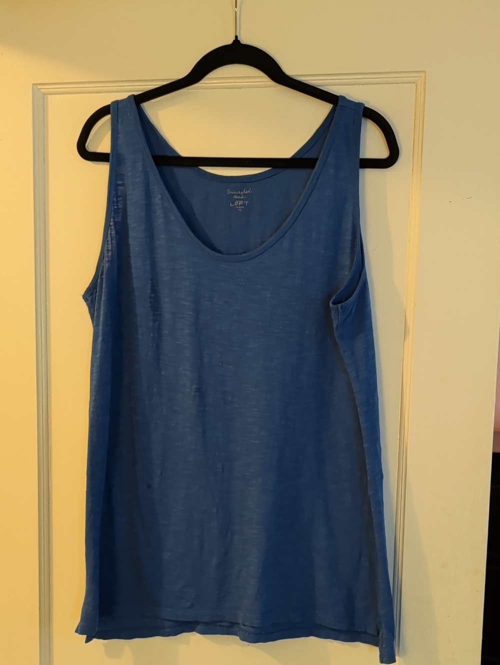 LOFT Royal Blue Scoop Sunwashed Tank, Sz XL